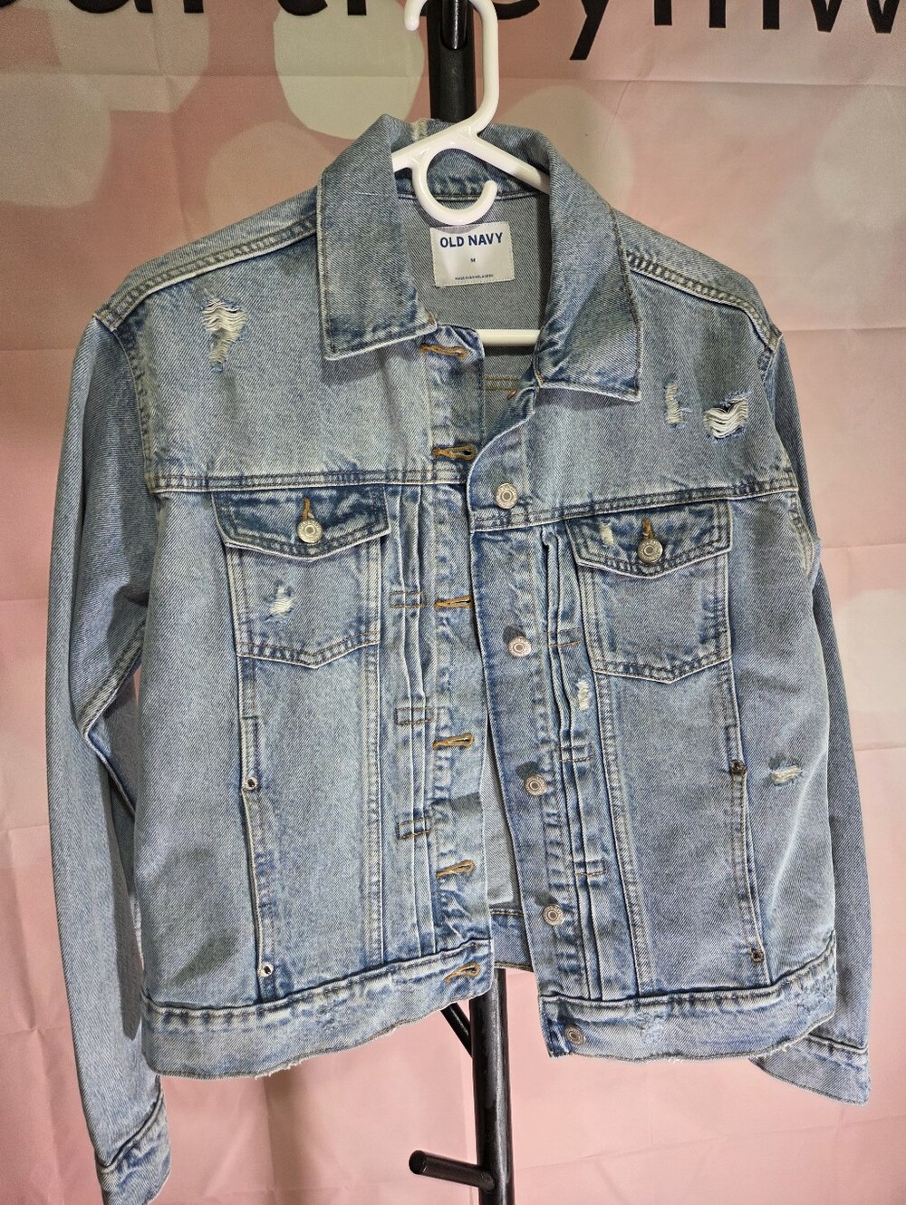 Old Navy Light Blue Distressed Denim Jacket Medium NWOT